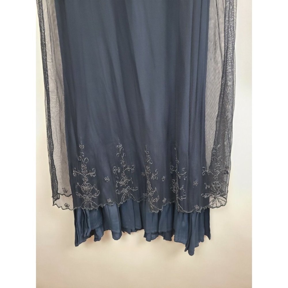 April Cornell Black Mesh Overlay Sequined Cottagecore Maxi Dress Small - Picture 2 of 10